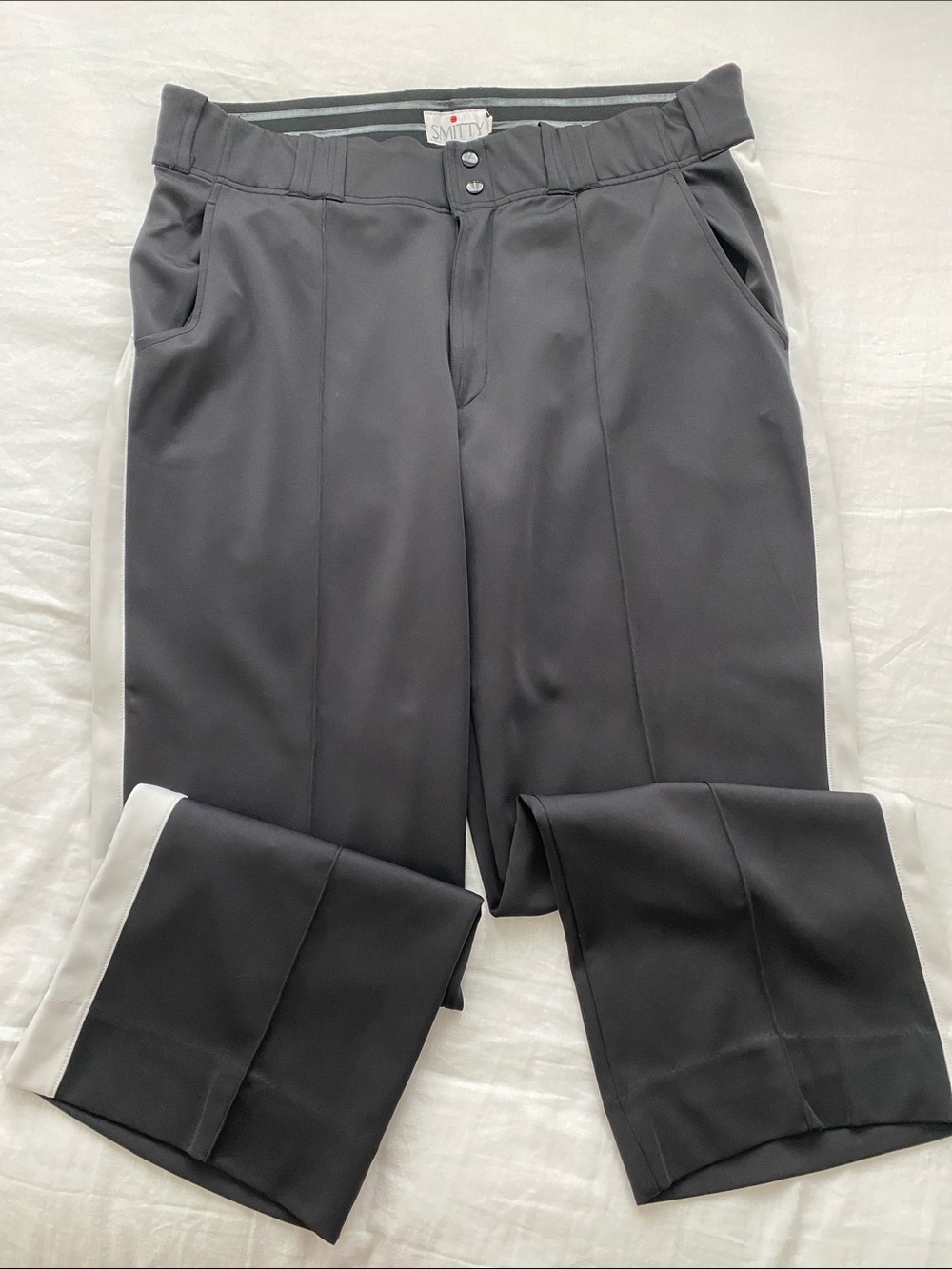 Smitty Men's Black Referee Pants with White Side Stripes